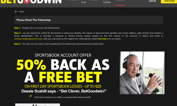 Betgoodwin - Great 50% Back