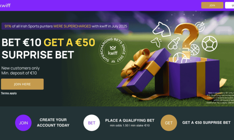 Kwiff Bookmaker - €50 Surprise Bet